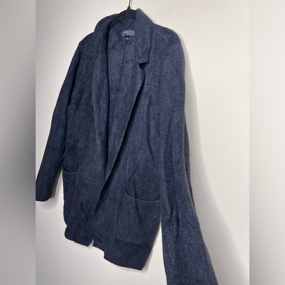 Barefoot Dreams CozyChic Notch Collar Black Cardigan blazer heavy Large - Picture 2 of 7